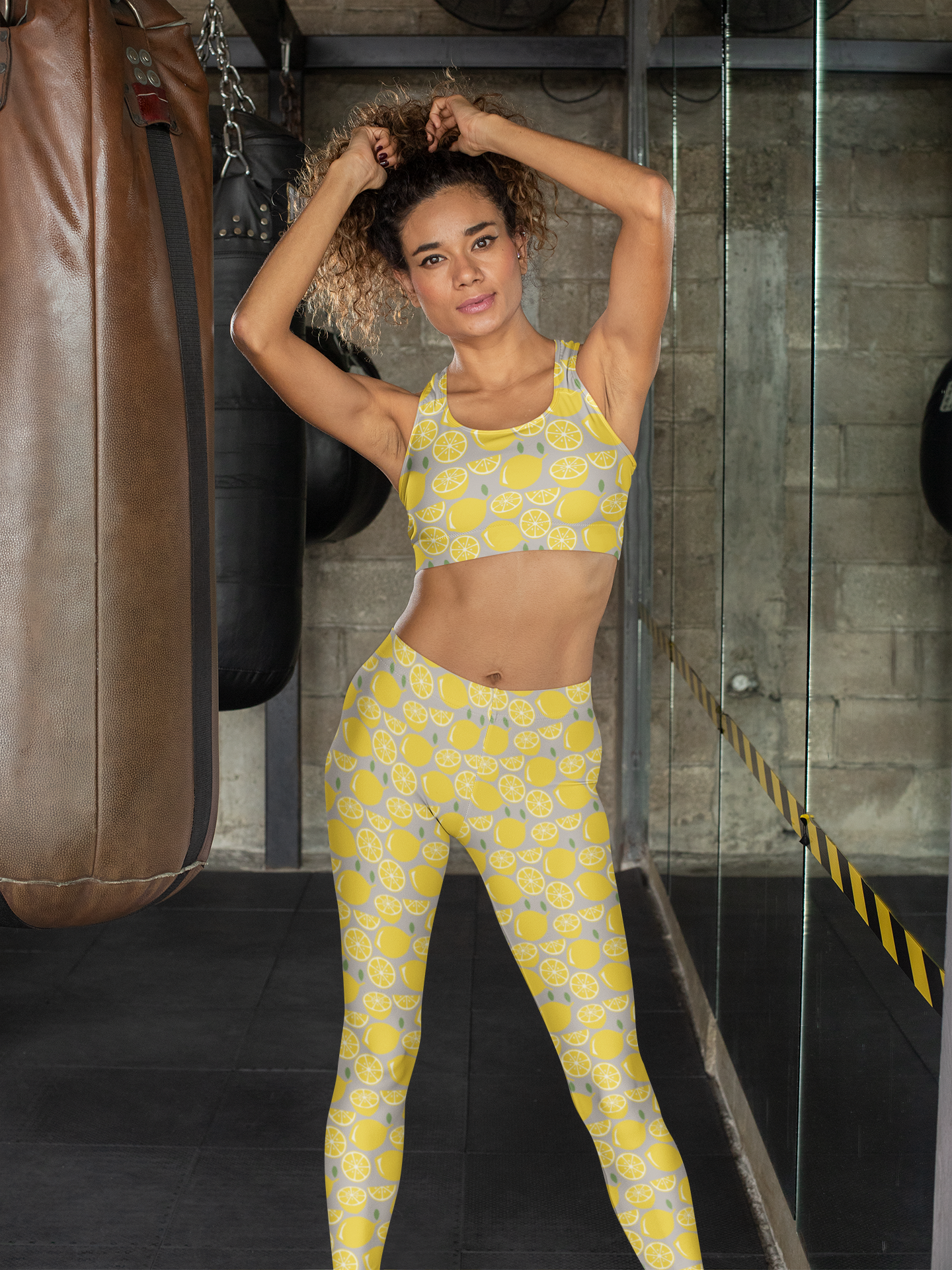 Zesty Lemon Vibe Sports Bra & Gym Leggings Combo