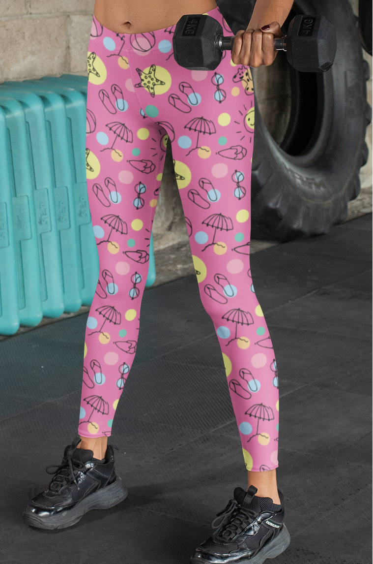 Pink Beach Paradise Gym Leggings